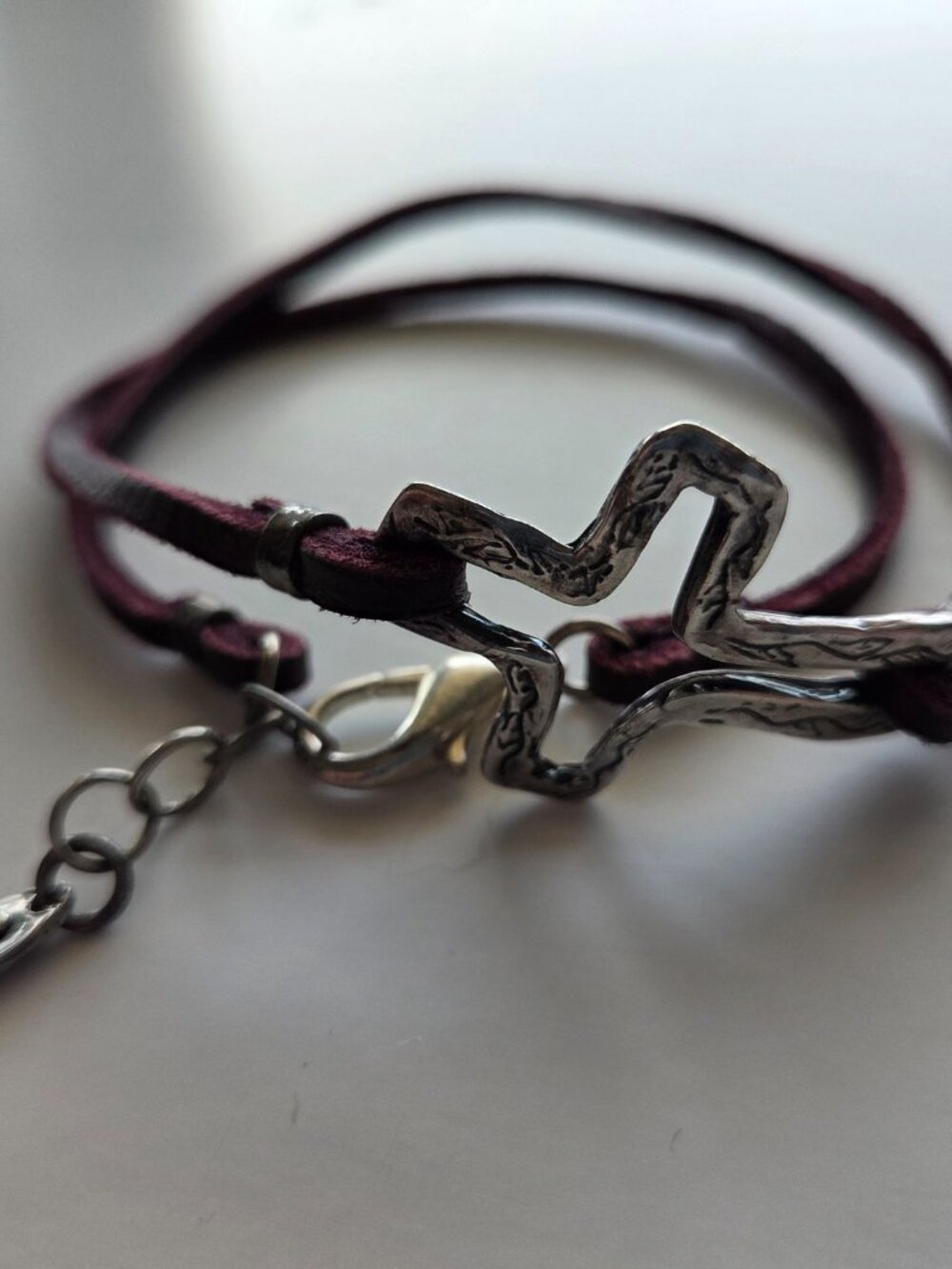Island Cowgirl Purple Leather Wrap Bracelet Cross Charm - Picture 2 of 7